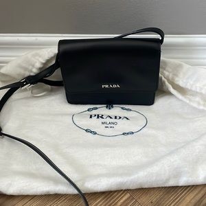 Mini Prada cardholder bag with strap -Leather